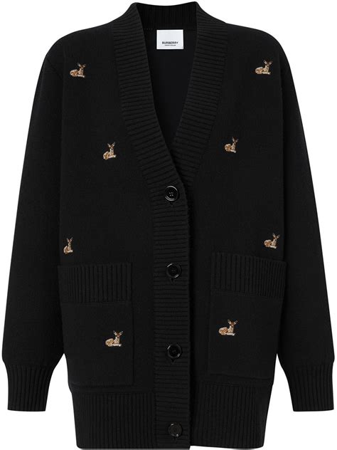 burberry deer motif cardigan|Burberry Oversized Deer Motif Cardigan .